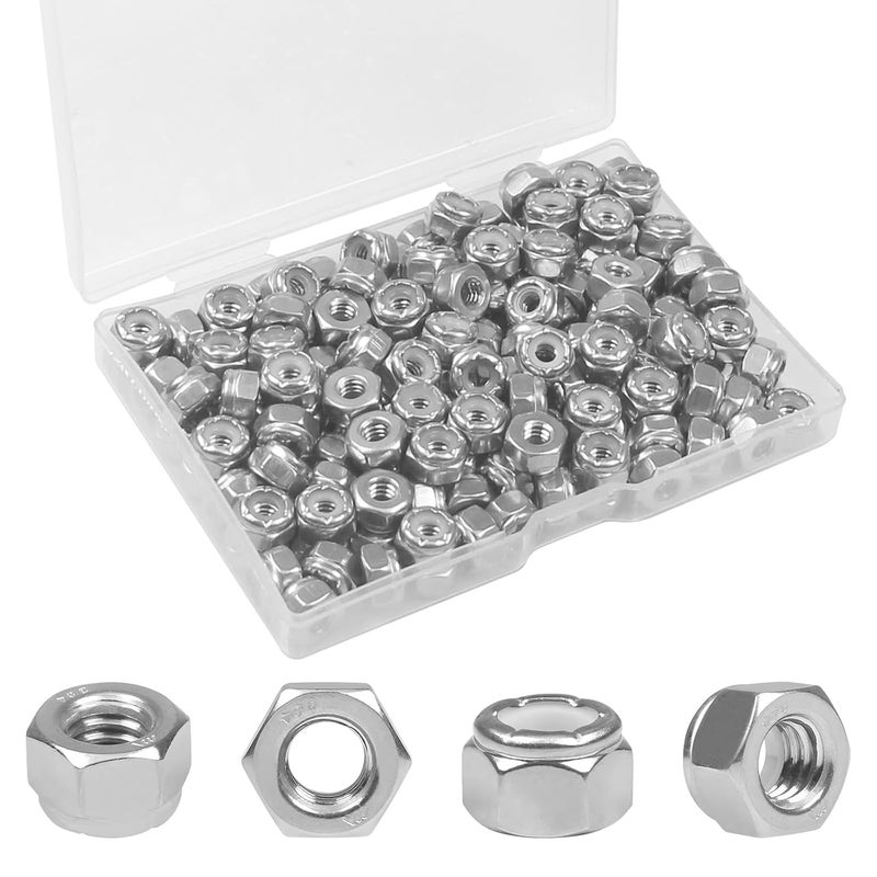 Yinpecly 150PCS #10-24 Nylon Insert Hex Lock Nuts,304 Stainless Steel Locknuts,Hex Drive,Coarse Thread,Self-Locking Nuts for Industrial Construction Fasteners - Image 1